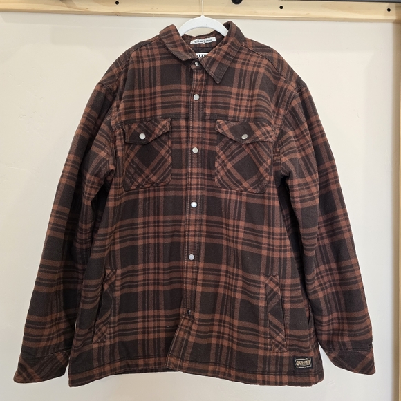 Duluth Trading Men's Folklore Flannel Insulated Shirt Jacket Black Brown XLT - Picture 1 of 8